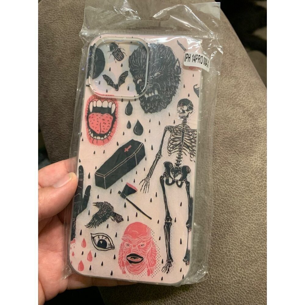 iPhone 14 Pro Max Cell Phone Case Booktok Villain Creepy Romance Pink Black AD3